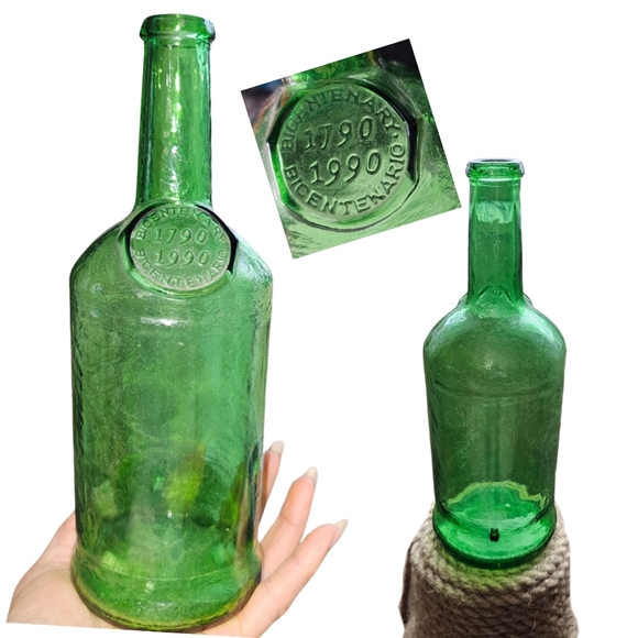 Vintage Green Glass Bottle Bicentenary Edition Home Decor 1790 - 1990 - Picture 1 of 7